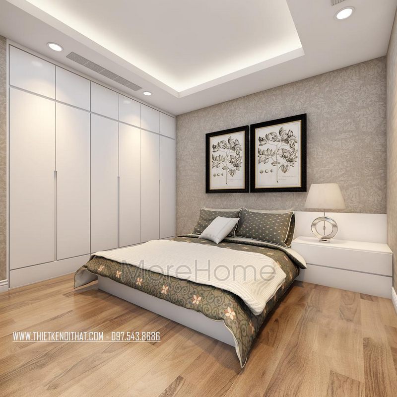 Thiết kế nội thất phòng ngủ chung cư Ngoại Giao Đoàn, Bắc Từ Liêm, Hà Nội